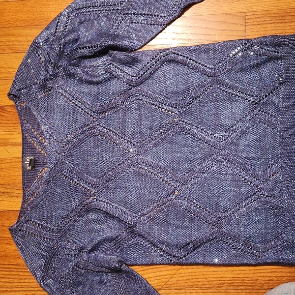 Like new Soho jeans open knit sparkly blue sweater - Picture 2 of 4